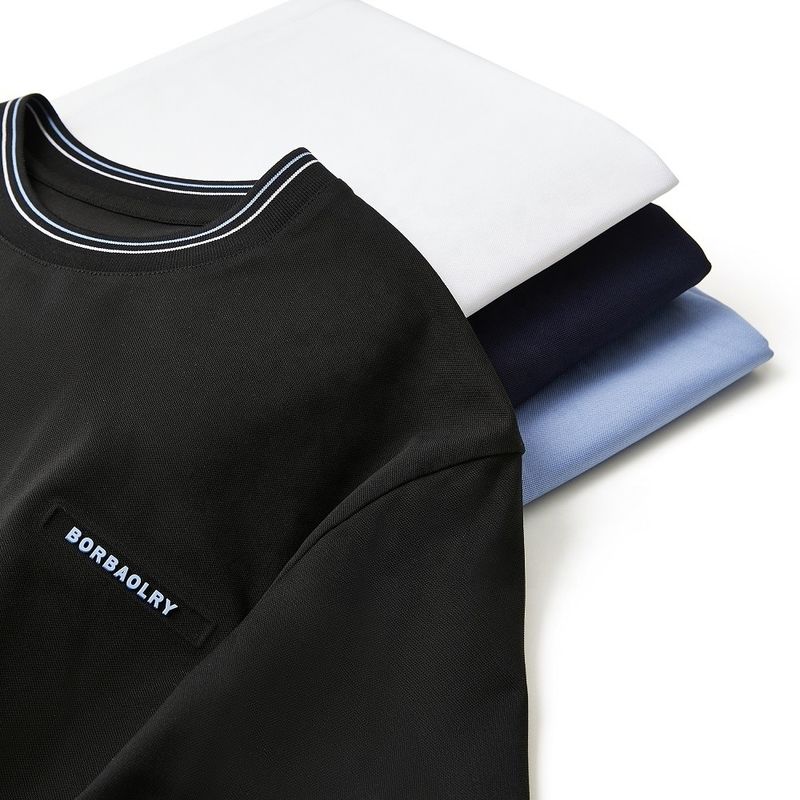 Broderiertes Casual-T-Shirt für Männer 100% Baumwolle Massivfarbe Großgröße
