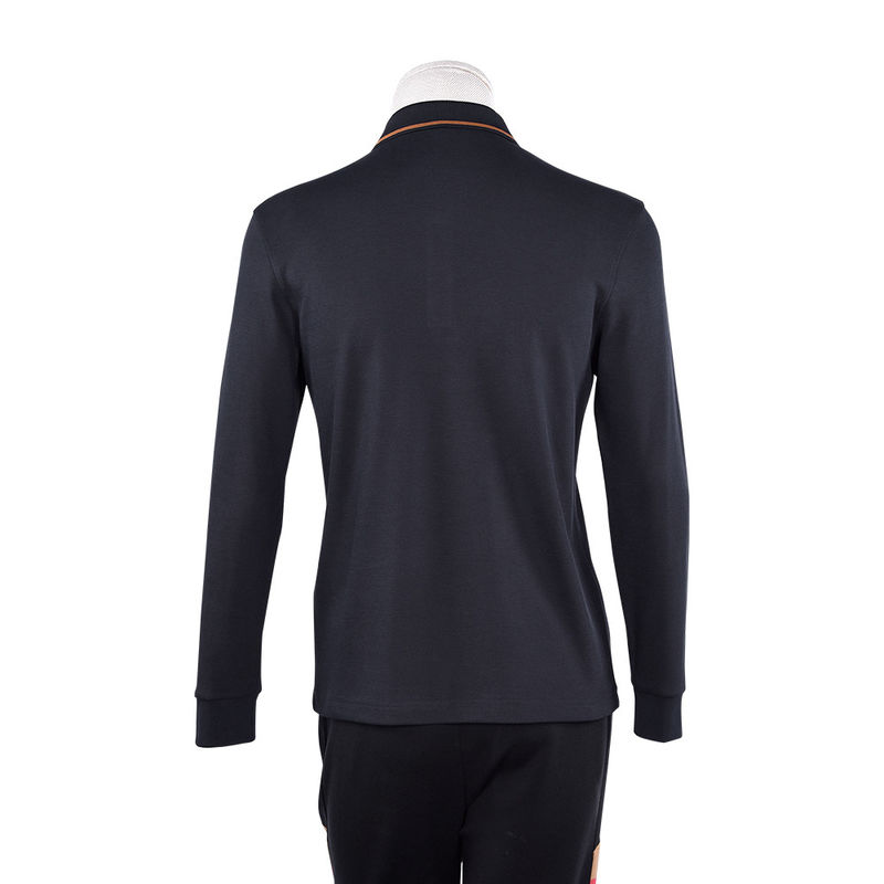 Grünes Drucken kundenspezifisches Logo Anti-Pilling Baumwolle Langärme Polo Shirt für Unternehmen