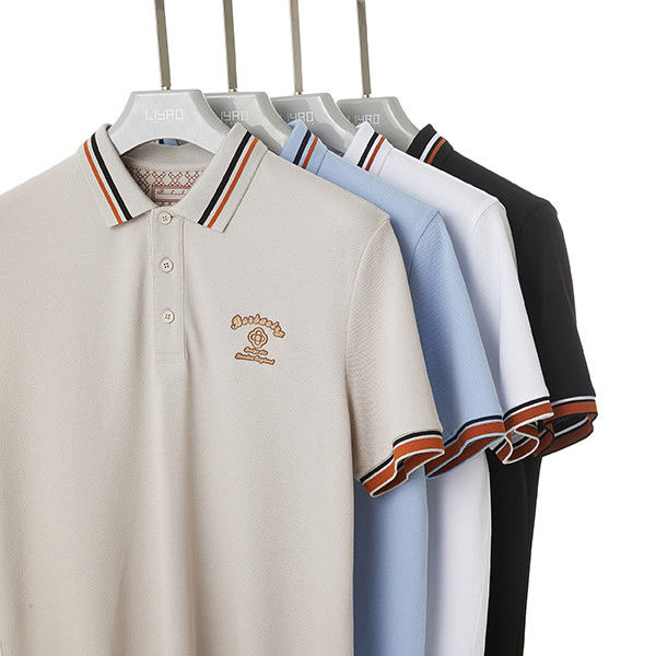 Regelmäßig passende gestreifte Polo-T-Shirts schnell trockene Odm mit benutzerdefiniertem Logo gestricktes Gewebe