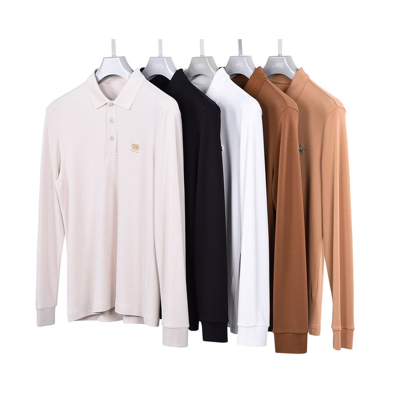 Baumwolle Langärme Männer Polo Shirt Atmung Herbst Farbblock Uniform mit Custom Logo