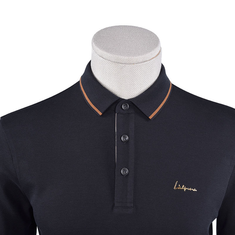 Männer-Schnelltrocken-Baumwoll-Polo-Shirt mit Stehkragen und grünem Druck
