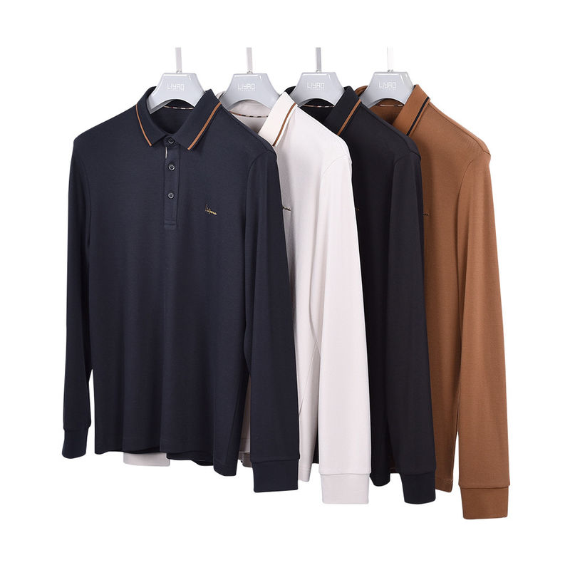 Männer-Schnelltrocken-Baumwoll-Polo-Shirt mit Stehkragen und grünem Druck