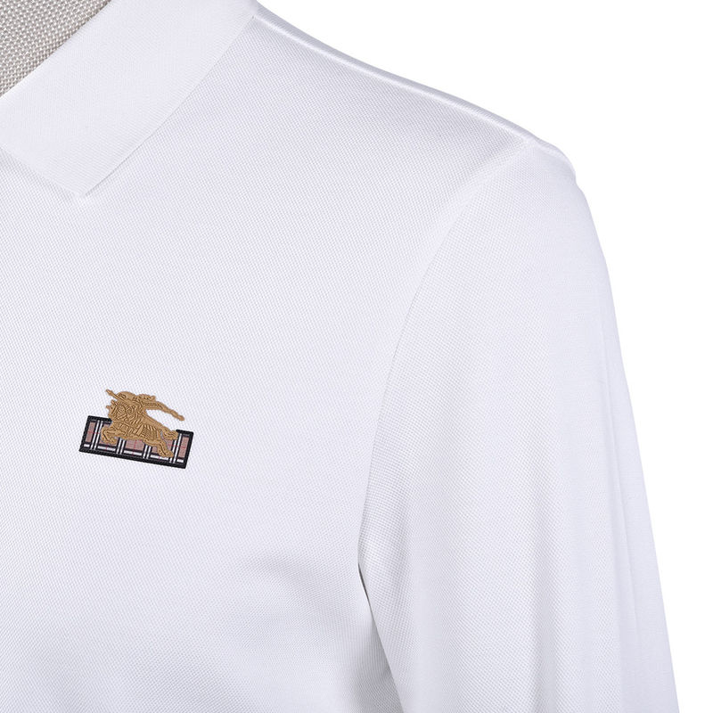 Custom Logo Druck 100% Baumwolle Weiß Luxus Langärme Polo Shirt für Männer Jungen