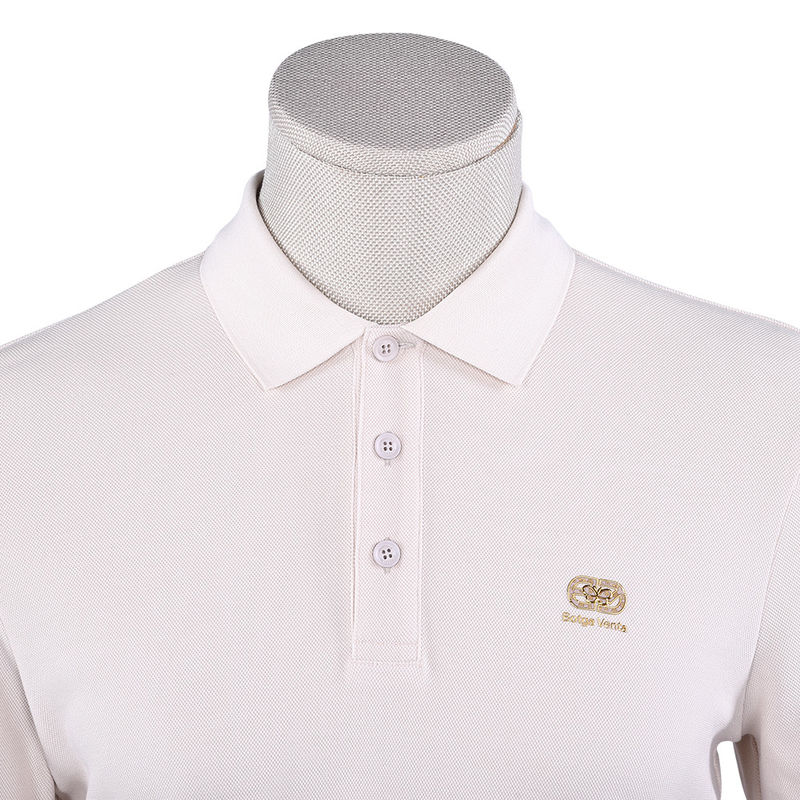 Anti-Falten-Polo-T-Shirt in Weiß Langärme Custom Logo Stoff Gewicht 170-210g