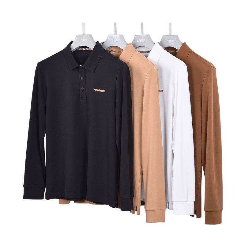 92 Polyester 8 Spandex-Polo-Shirts für Männer Langärme einfache Polo Anti-Falten