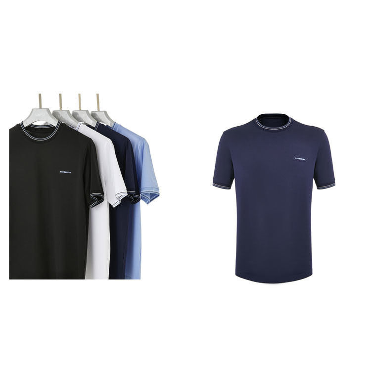 230 Gsm Baumwoll-T-Shirts für Männer Kurzärmel O-Hals Strick-Crew-Halsband