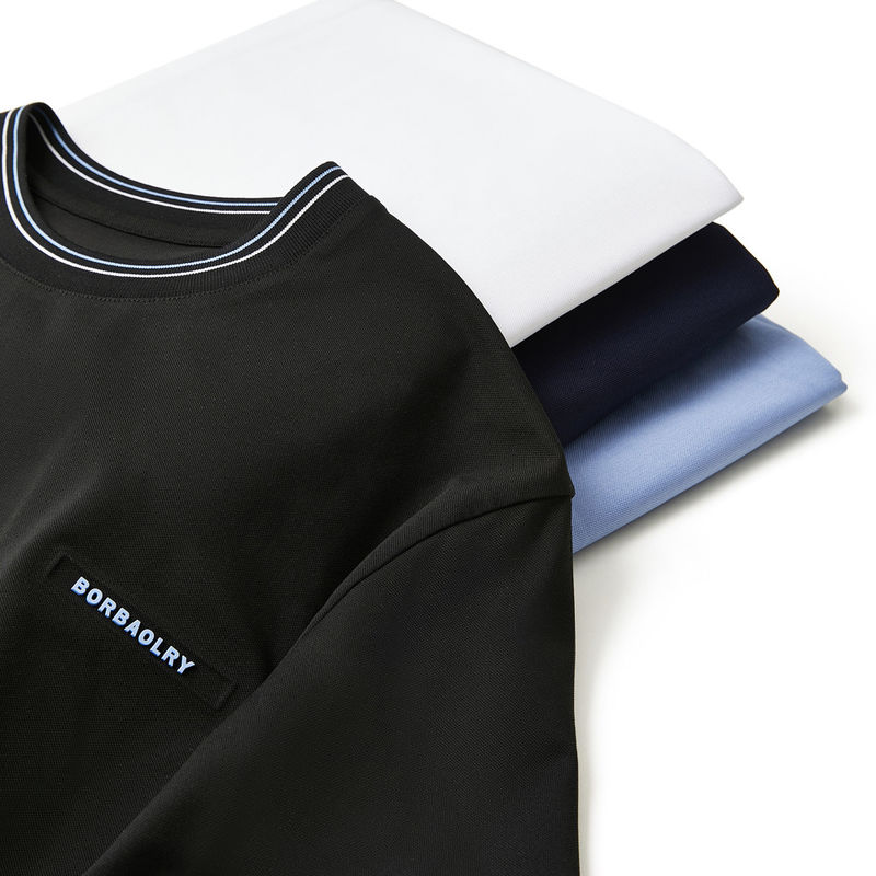 230 Gsm Baumwoll-T-Shirts für Männer Kurzärmel O-Hals Strick-Crew-Halsband