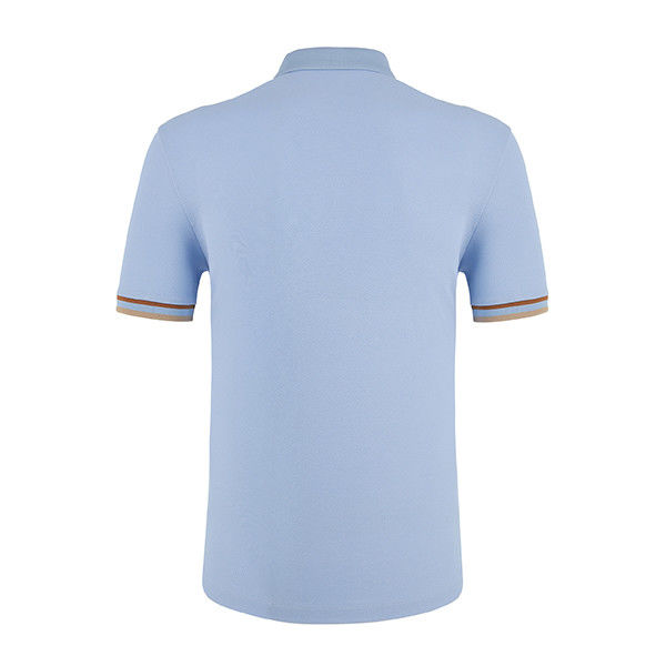 Herrenblaue Polohemden mit gesticktem Logo und Atemfäden aus Baumwolle
