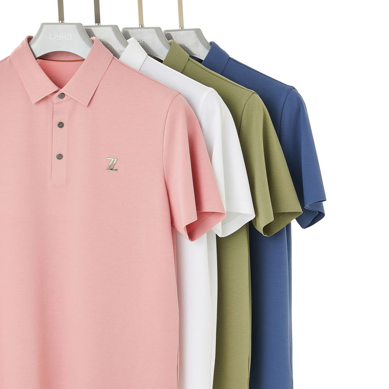 Frühjahrs-Sommer-Herbst-Polo-T-Shirt für Männer Hohe Elastizität Ultra nahtloser grüner Druck