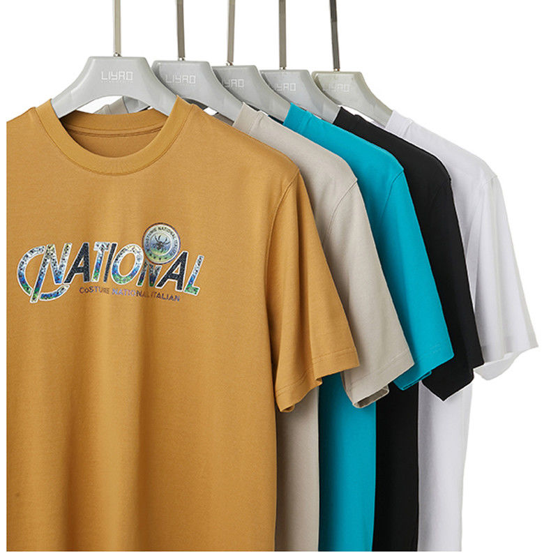 Mode Custom Logo T-Shirt Casual Männer Stickerei Druck Kurzärme Strickgewebe