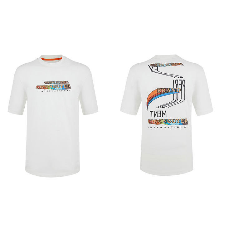Custom Design Farbe Runder Hals Weiß T-Shirt Baumwolle für Männer Männer ODM OEM Puff DTG Druck