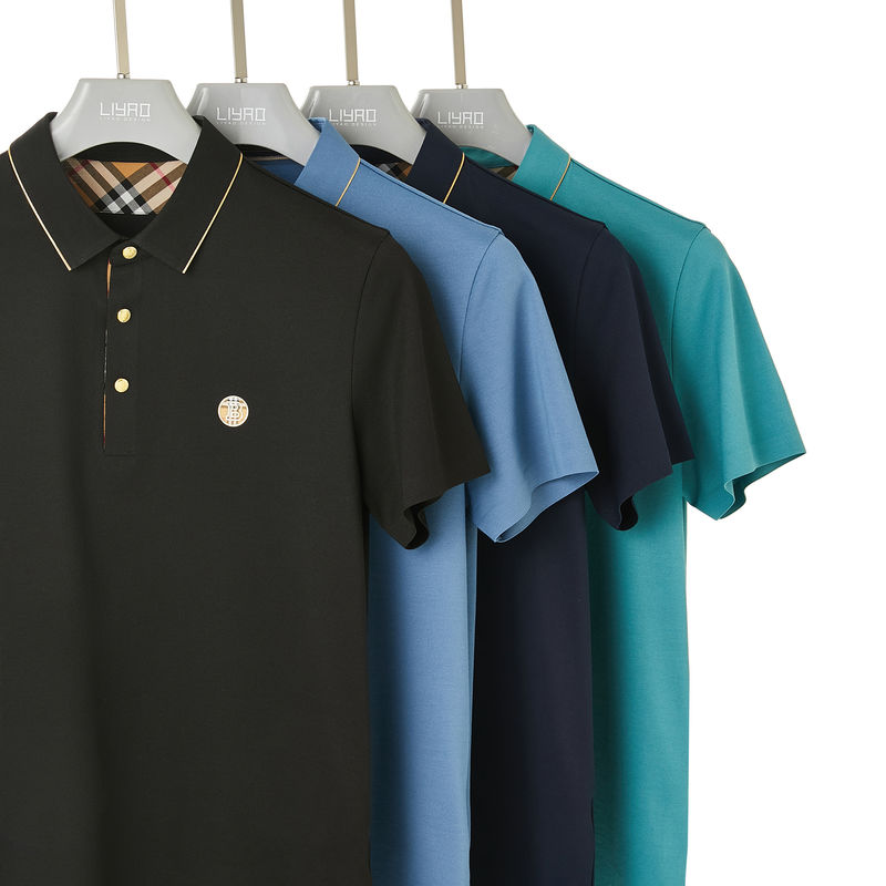 Custom Logo Stickerei Kurzärme Polo-T-Shirt für Männer Weiches Baumwollgewebe 170-210 Gramm
