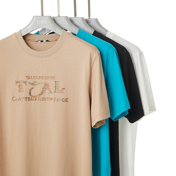Front Logo Stickerei T-Shirt für Männer mit rundem Hals Anti-Schrumpf