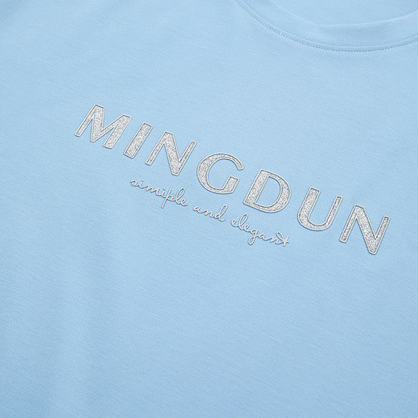 Gewebeverfahren Strick Normal Fit Frühjahr Sommer Blau 100% Baumwolle T-Shirt für Männer