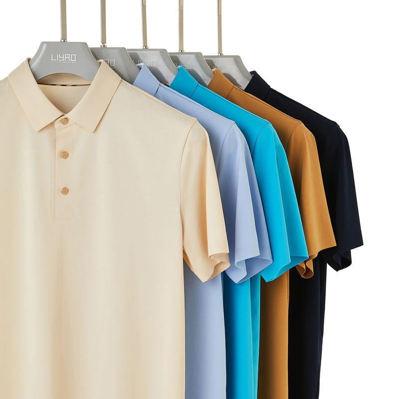 95% Baumwolle 5% Spandex Mann Golf Business Uniform Festfarbe Polo Shirt für die Leistung