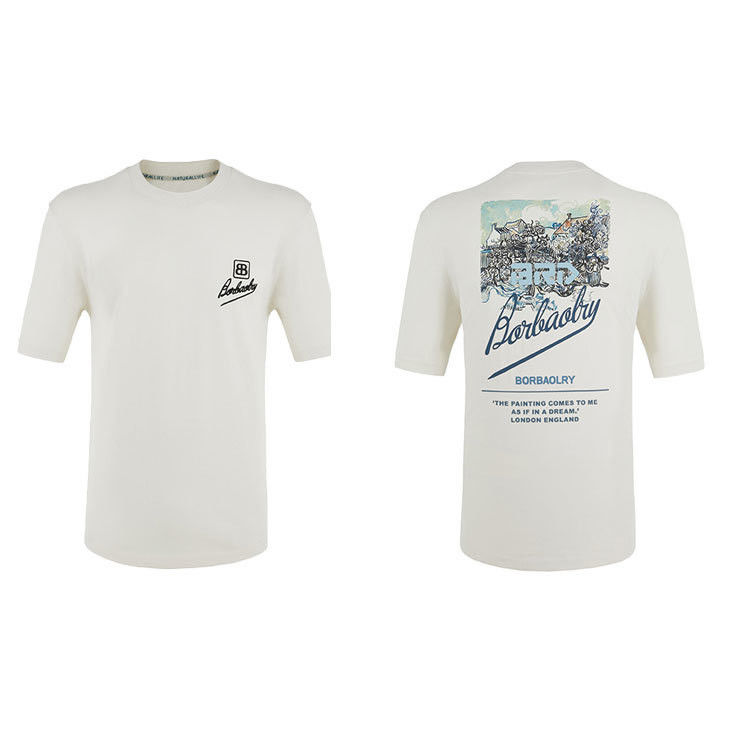 100% Baumwoll-T-Shirt für Männer, kundenspezifische kurze Ärmel ohne Nadeldetektion