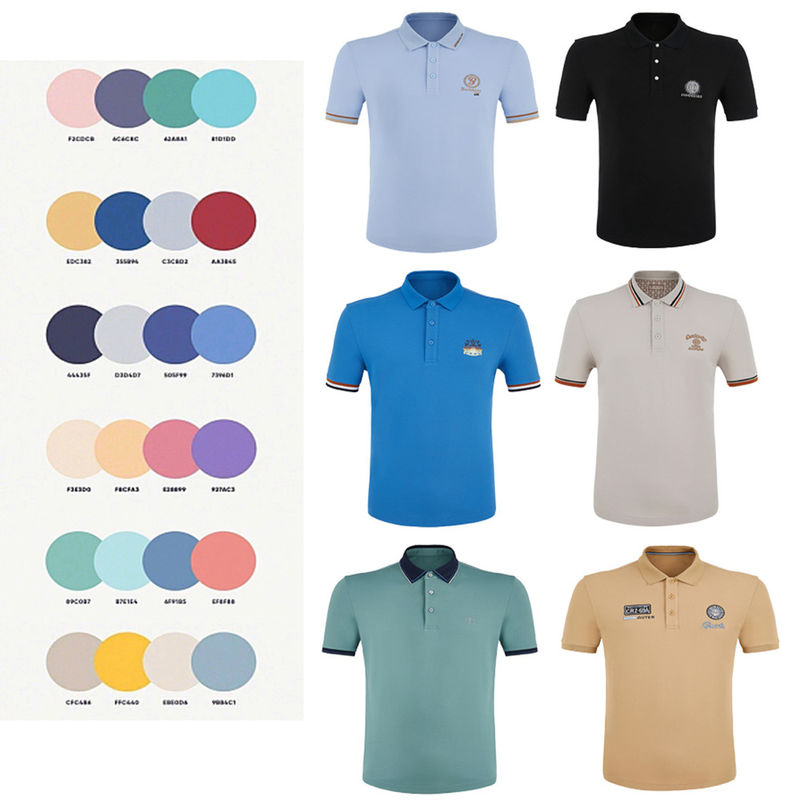Poloshirt für Männer kurzer Ärmel 95% Polyester 5% Spandex Modetrend Pullover