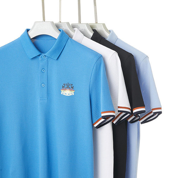 Einfache Golf-Polo-T-Shirts für Männer in Weiß-Blau-Schwarz