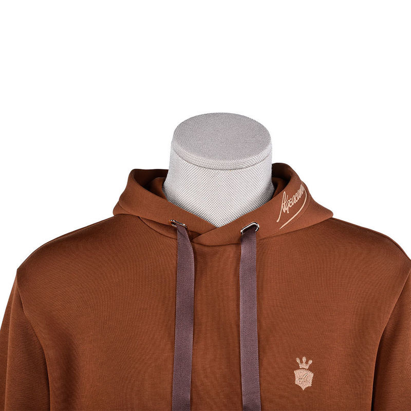 Braune Baumwolle Gewebte Vintage Hoodies Sweatshirts 400Gsm Für das Alltagsleben