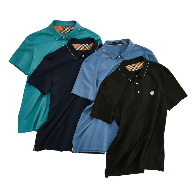 Kurzärmeliges Golf-Polo-Shirt in Polyester-Spandex mit Logo und Muster