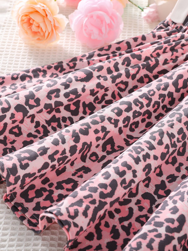 Mädchen kurze Röcke und Kleider Leopard aus 91% Polyester 9% Spandex