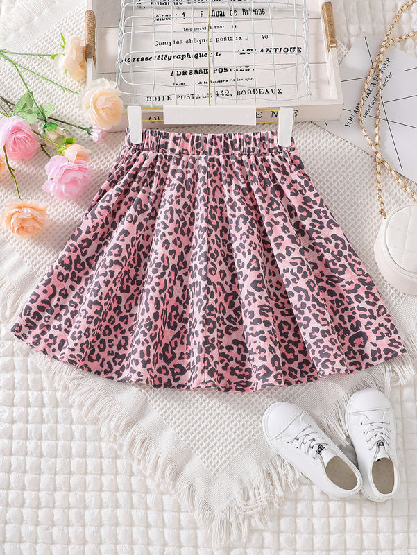 Mädchen kurze Röcke und Kleider Leopard aus 91% Polyester 9% Spandex