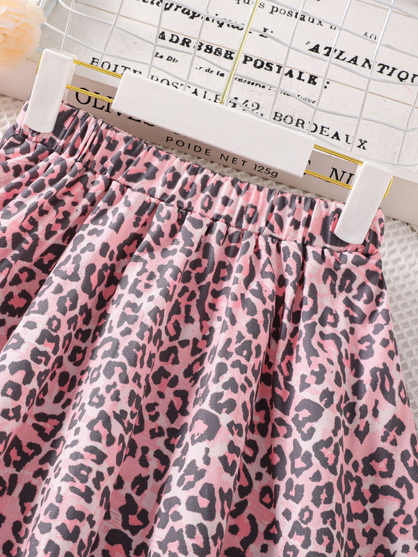 Mädchen kurze Röcke und Kleider Leopard aus 91% Polyester 9% Spandex