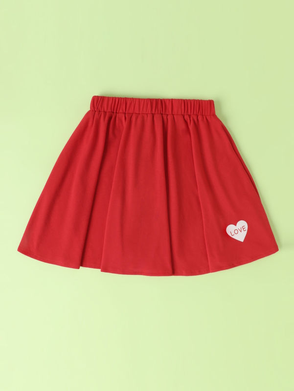 Mädchen Rot kurze Röcke und Kleider mit Liebe Herz Muster in Polyester Spandex