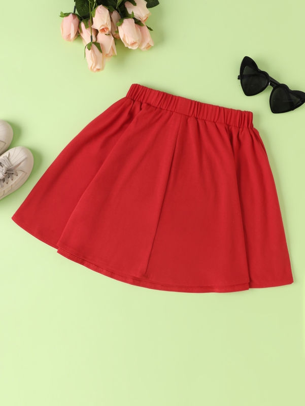 Mädchen Rot kurze Röcke und Kleider mit Liebe Herz Muster in Polyester Spandex