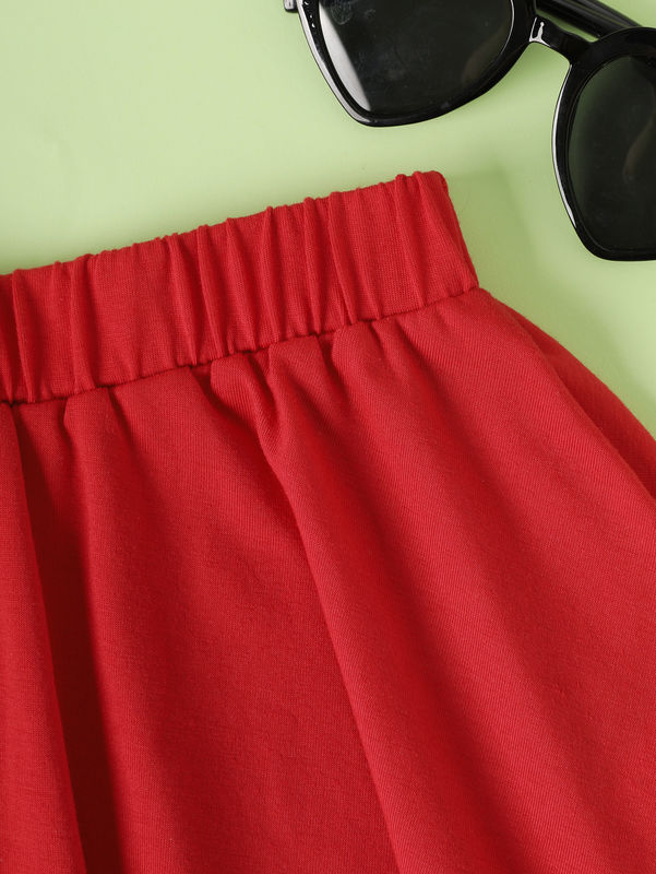 Mädchen Rot kurze Röcke und Kleider mit Liebe Herz Muster in Polyester Spandex