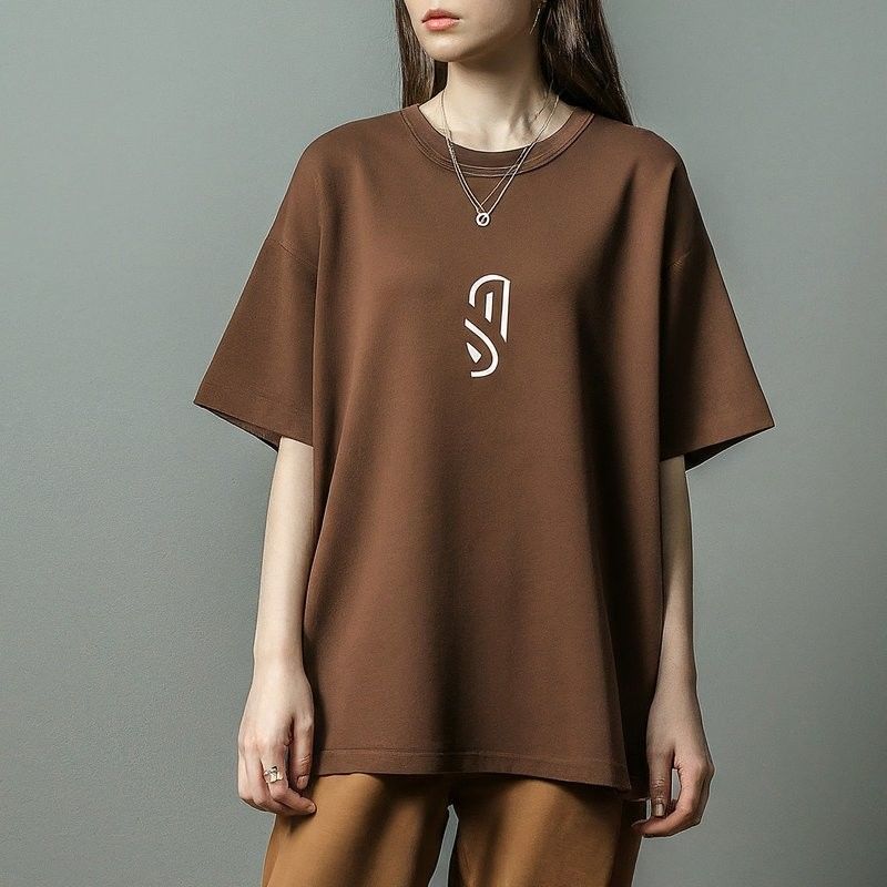 Graphische T-Shirts für Damen in übergroßer Größe 220 Gramm mit gestricktem Stoff rundem Hals
