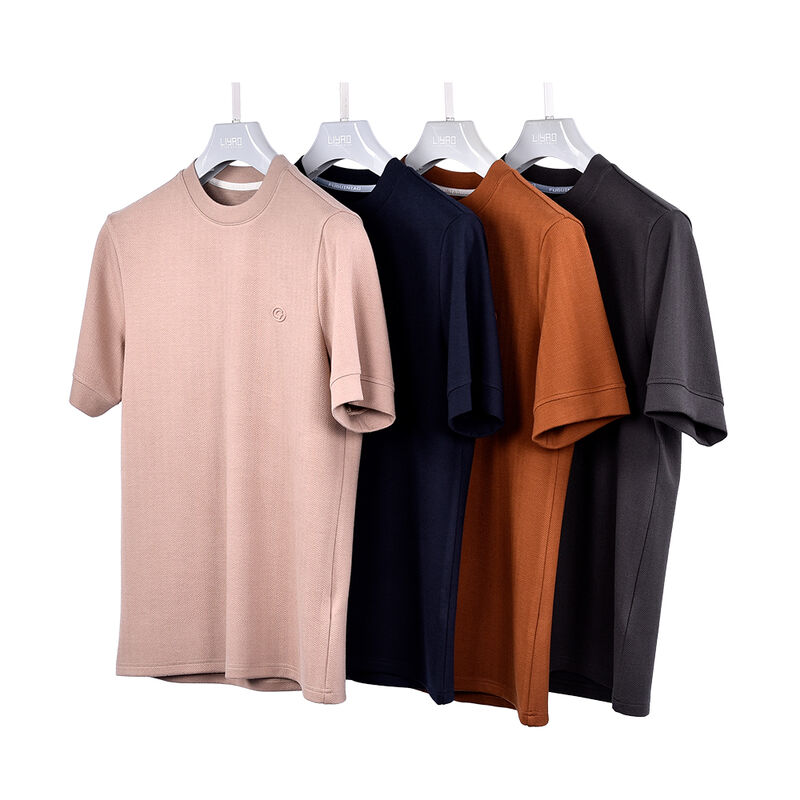 Großhandel Custom Logo Label Design Schnelltrocknende Atmungsaktive Anti-Falten-Einfarbige T-Shirts Hochwertiger Mock-Neck für Herren Blanko