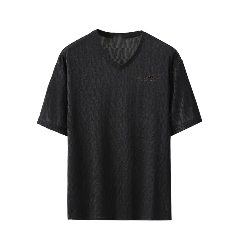 2025 Sommer Herren High-End Plaid Eis Seide Kurzärmel T-Shirt Elegant Luxus Freizeit Halbärmel Top Loose Fit Strick Neues