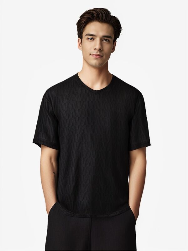 2025 Sommer Herren High-End Plaid Eis Seide Kurzärmel T-Shirt Elegant Luxus Freizeit Halbärmel Top Loose Fit Strick Neues