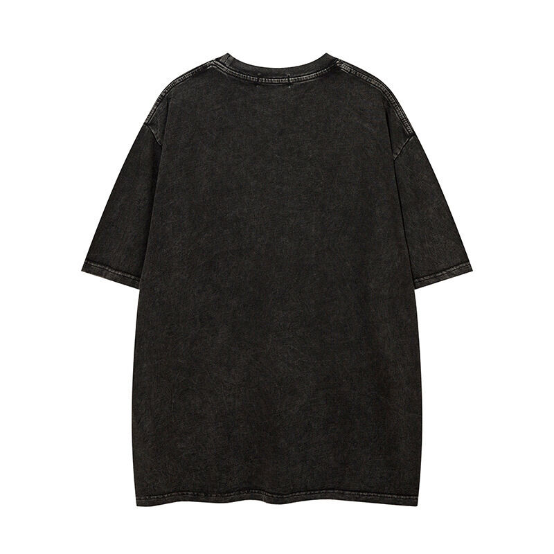 Hochwertige Straßenkleidung für die Crew Hals T-Shirt Applique Patches Stickerei Säure gewaschen Vintage T-Shirt