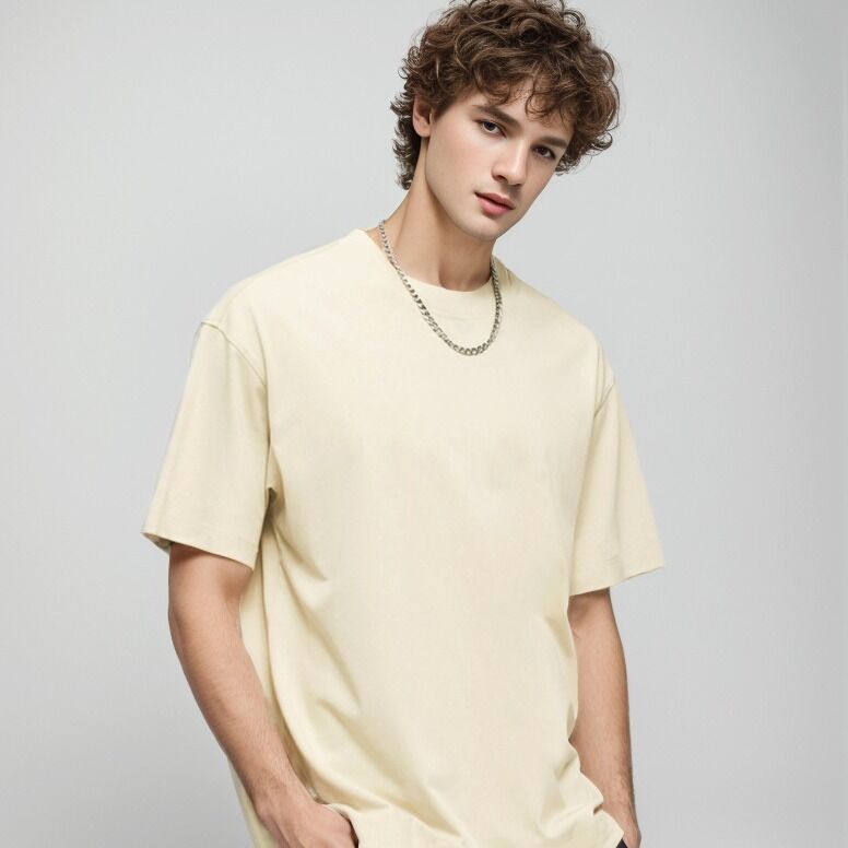 Maßgeschneidertes Herren-T-Shirt, hohe Qualität, schweres Rippstrick-Rundhals-T-Shirt für Herren