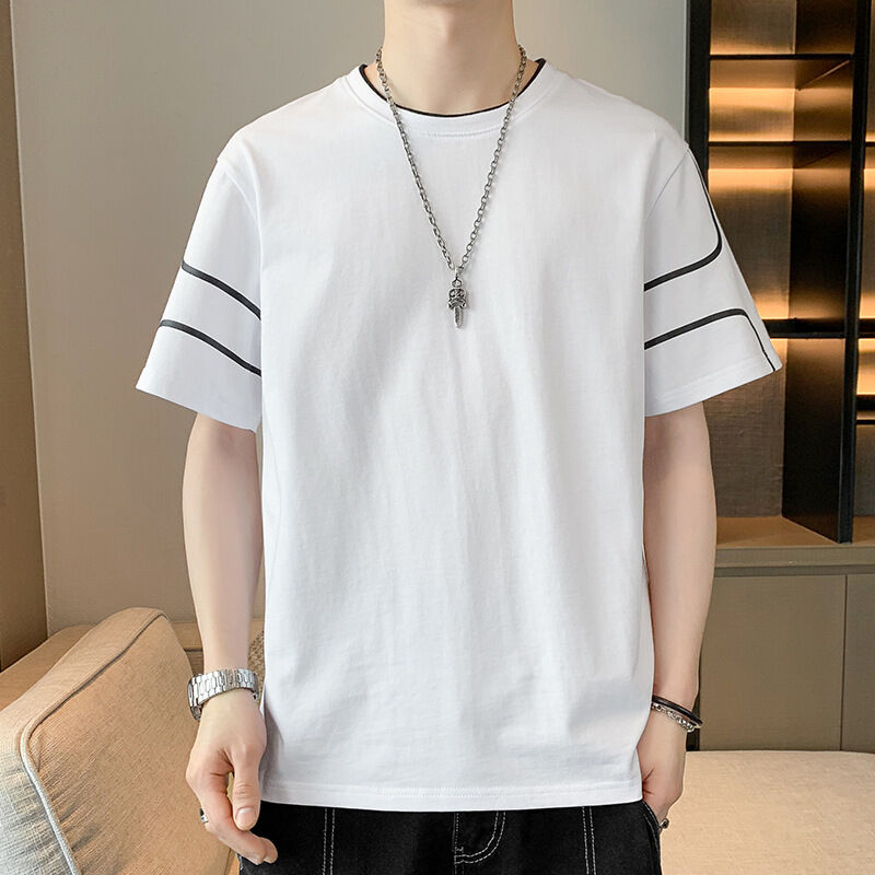 OEM kundenspezifisches Logo Stickerei bedrucktes Design für Herren Kurzarm-T-Shirt mit lockerem Oberteil Sommer Halbarm-T-Shirt