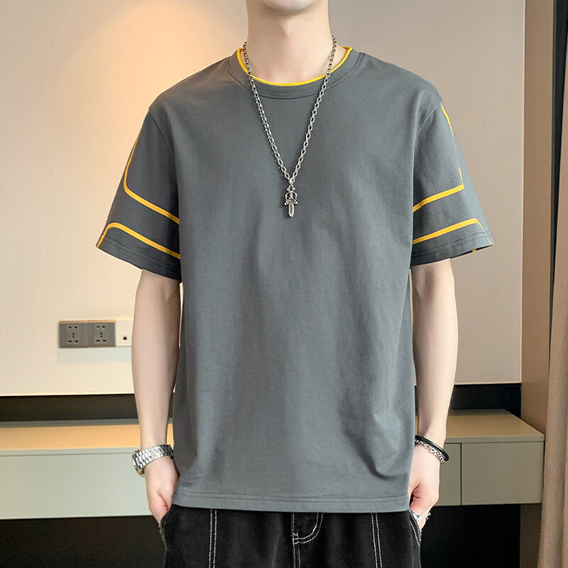 OEM kundenspezifisches Logo Stickerei bedrucktes Design für Herren Kurzarm-T-Shirt mit lockerem Oberteil Sommer Halbarm-T-Shirt