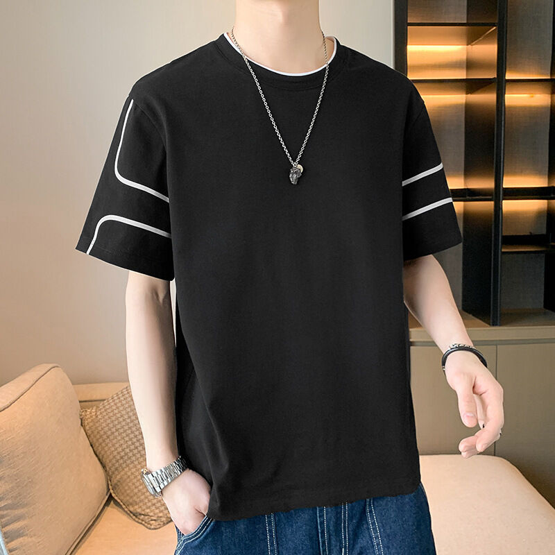 OEM kundenspezifisches Logo Stickerei bedrucktes Design für Herren Kurzarm-T-Shirt mit lockerem Oberteil Sommer Halbarm-T-Shirt