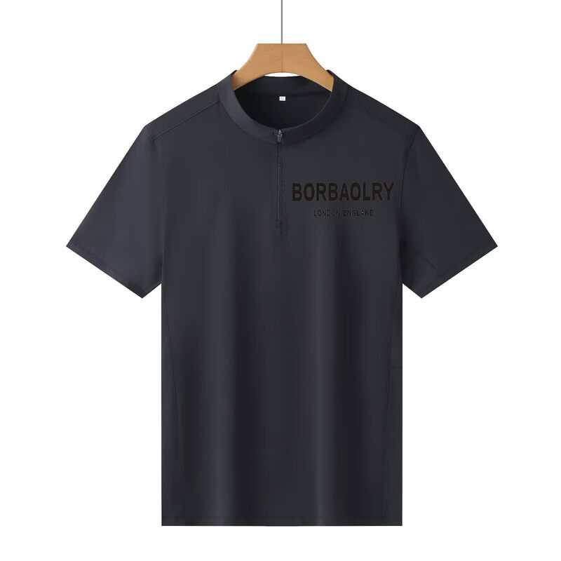 Herren Sport-Pullover mit Viertelreißverschluss, Stehkragen, einfarbiges Sporthemd, Herren-T-Shirts, kurzärmelig, leicht, schnell trocknend, Fitnessstudio