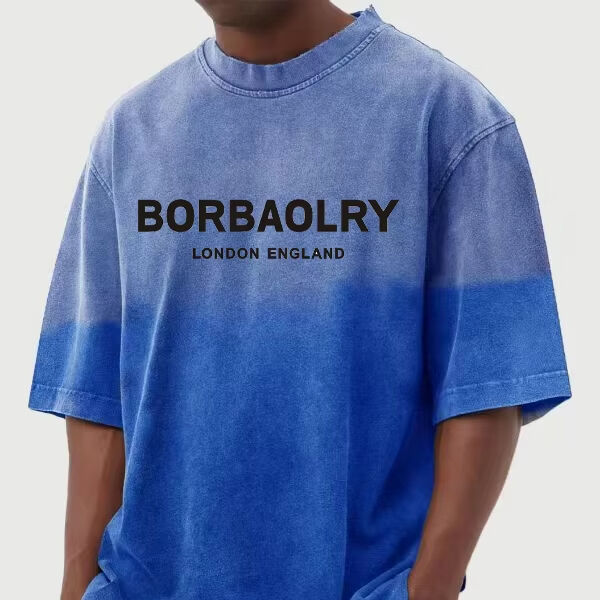 Personalisierte Herren-T-Shirts mit Waschung und Farbverlauf, kurzärmelig, lässige Herren-Oberteile, Sommerkleidung, Großhandel