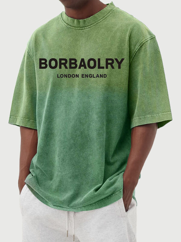 Personalisierte Herren-T-Shirts mit Waschung und Farbverlauf, kurzärmelig, lässige Herren-Oberteile, Sommerkleidung, Großhandel