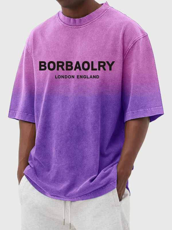 Personalisierte Herren-T-Shirts mit Waschung und Farbverlauf, kurzärmelig, lässige Herren-Oberteile, Sommerkleidung, Großhandel