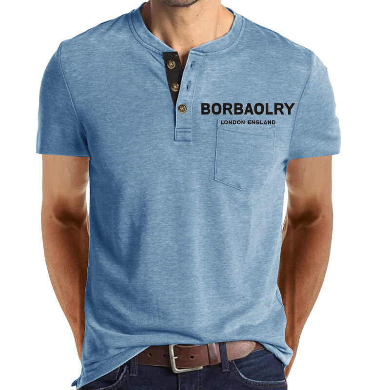 Warm verkaufte T-Shirts mit kurzen Ärmeln Kausal T-Shirt Baumwolle Anpassung schnell trocknen 3 Knopf T-Shirts für Männer