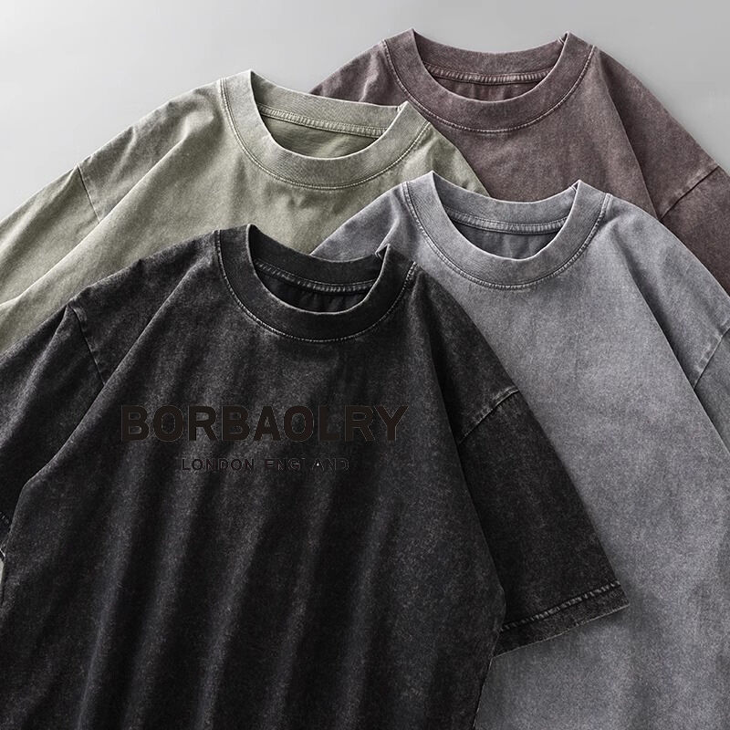 Individuell gestaltbares LOGO, hochwertige Baumwolle, Acid Wash T-Shirt, Oversized, Retro, Digitaldruck, Schweres Vintage T-Shirt