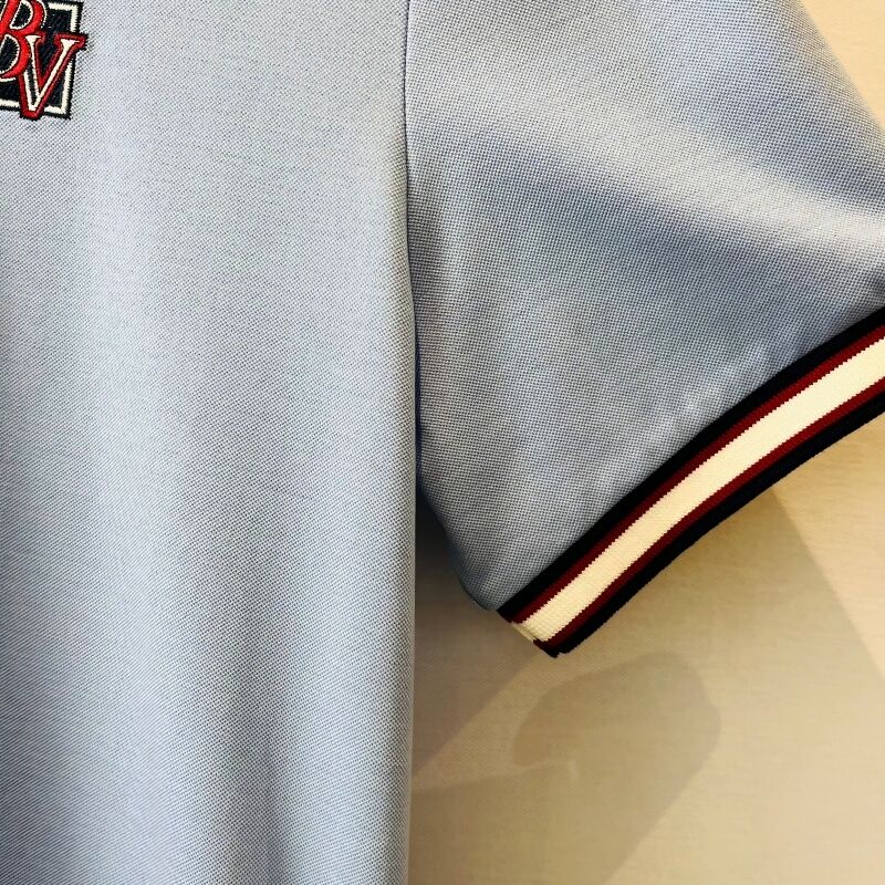 Männer-Hochblaue Poloshirt mit Kontrastkragen und gesticktem Logo Business-Casual Style Männer-Pike-Polo-Shirt