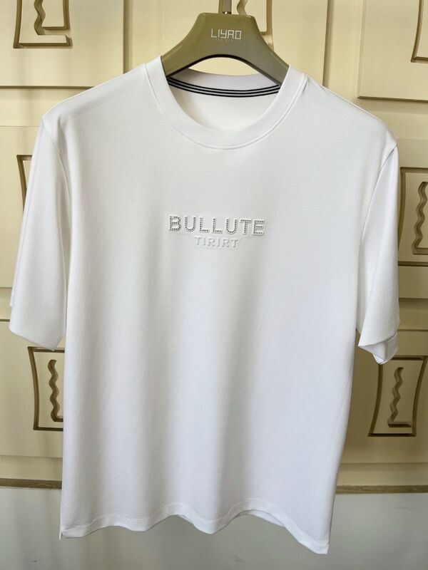 Luxus Crew Neck T-Shirt Druck Logo Design Adoptiert Original Stoff Prägungsverfahren Plus Hitze - Transfer Vinyl Verfahren OEM / ODM