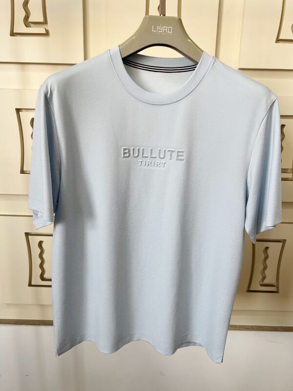 Luxus Crew Neck T-Shirt Druck Logo Design Adoptiert Original Stoff Prägungsverfahren Plus Hitze - Transfer Vinyl Verfahren OEM / ODM