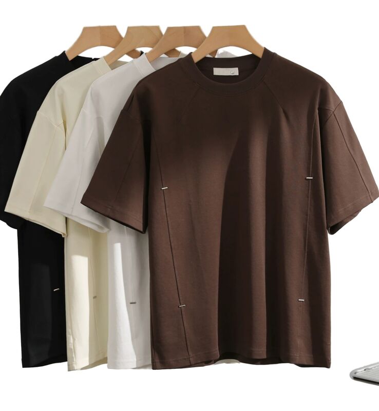 Anpassungsfähige Männer Loose Fit Kurzärmel Top Komfortabel Vintage Stil Einfache feste Farbe Casual Wear