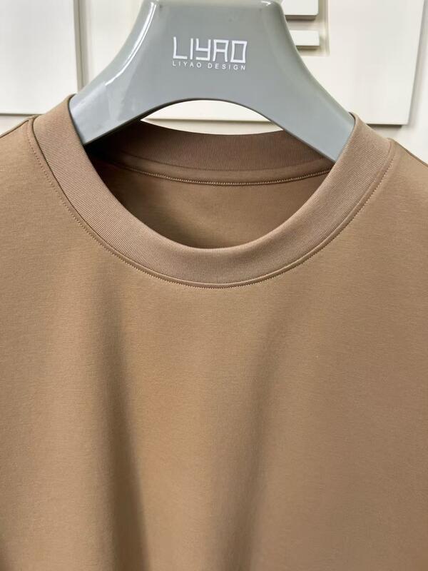 Anpassungsfähige Männer Loose Fit Kurzärmel Top Komfortabel Vintage Stil Einfache feste Farbe Casual Wear